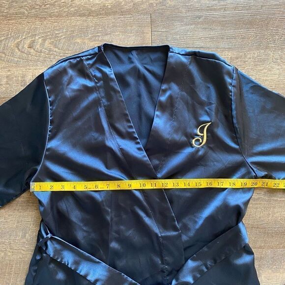 Robe Navy Blue Large XL Mid Thigh 3/4 Sleeve Loungewear - Picture 10 of 12